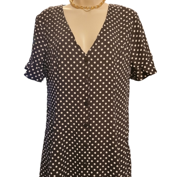 Polka-dot Dress Black and White L - Picture 1 of 12